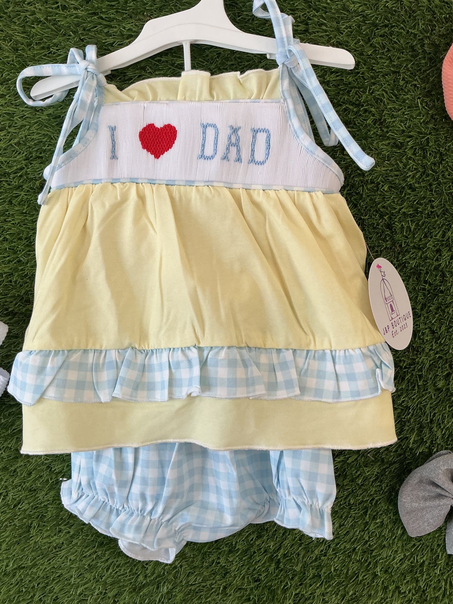 I love dad smocked girl set
