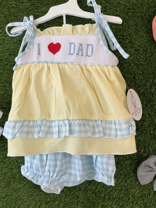 I love dad smocked girl set