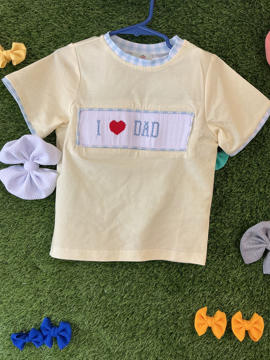 I love dad smocked boy set