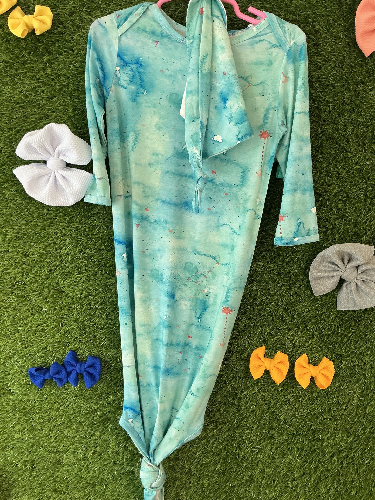 Blue bamboo gown with hat