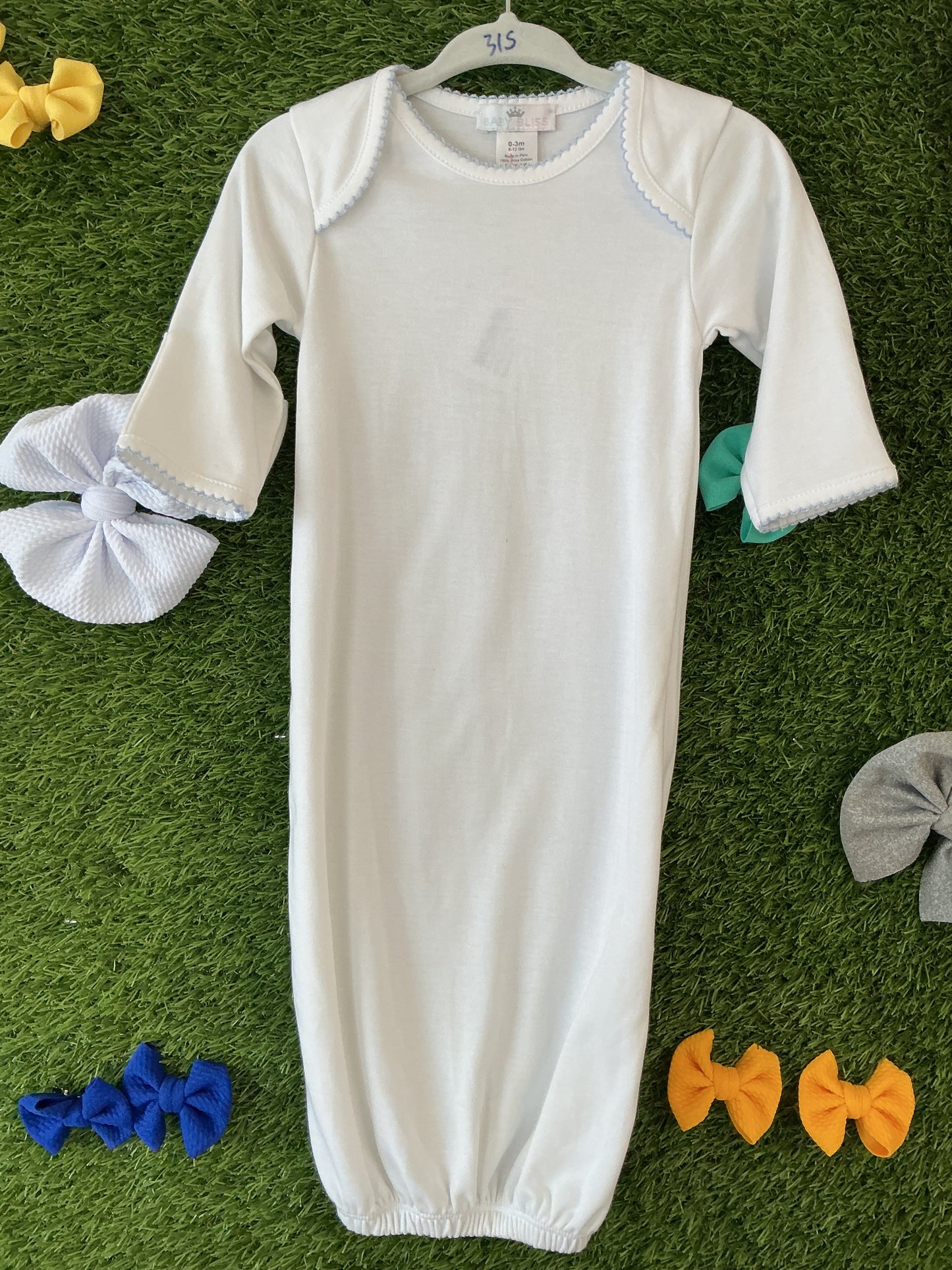 Blue trim Pima cotton gown